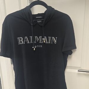 Balmain Black T-Shirt with White Logo